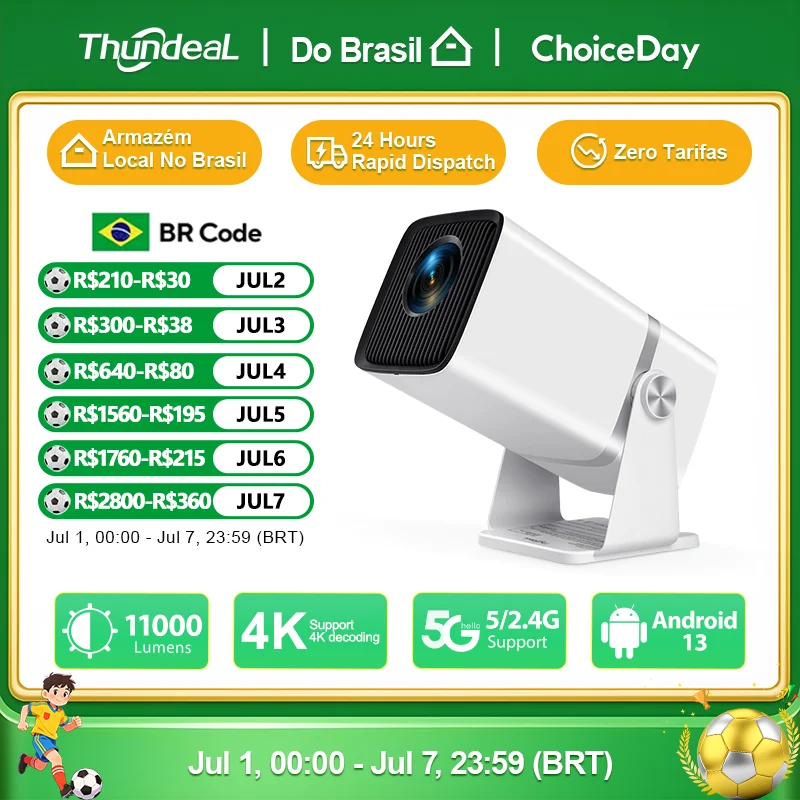 Projetores no Brasil Projetor Inteligente Thundeal Suporte 4K Full Hd Fhd Td80W - imagem 1