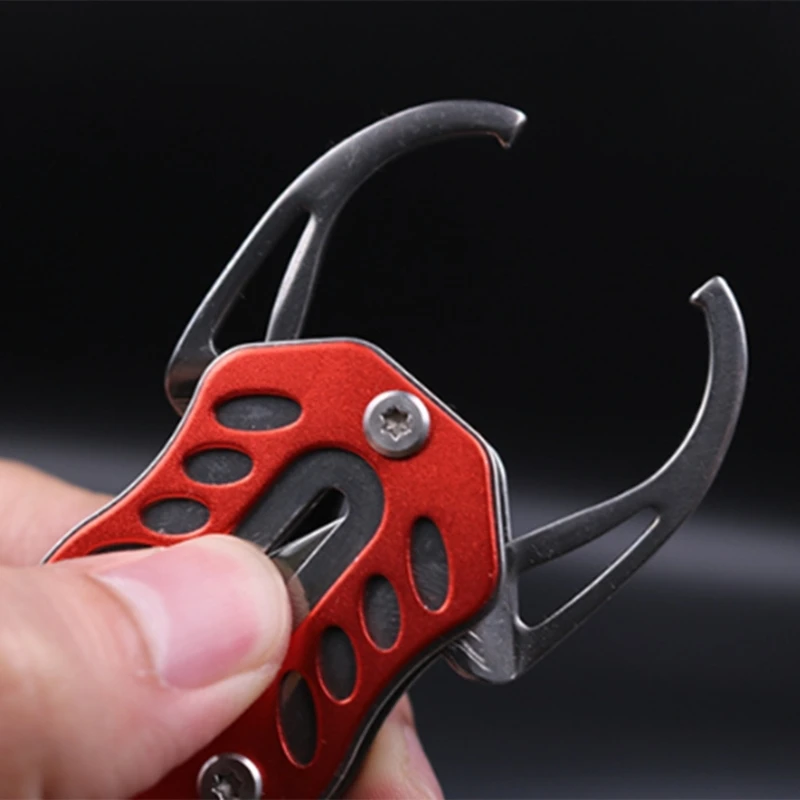 Stainless Fish Mouth Grabber with Coiled Lanyard Fishing Plier Fish Holder Fish Lip Fishing Accessories