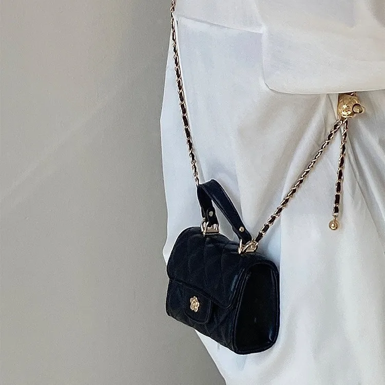 New Fashionable Small Fragrant Style Mini Bag High grade Handheld Small Square Bag Female Small Crowd Lingge  Crossbody