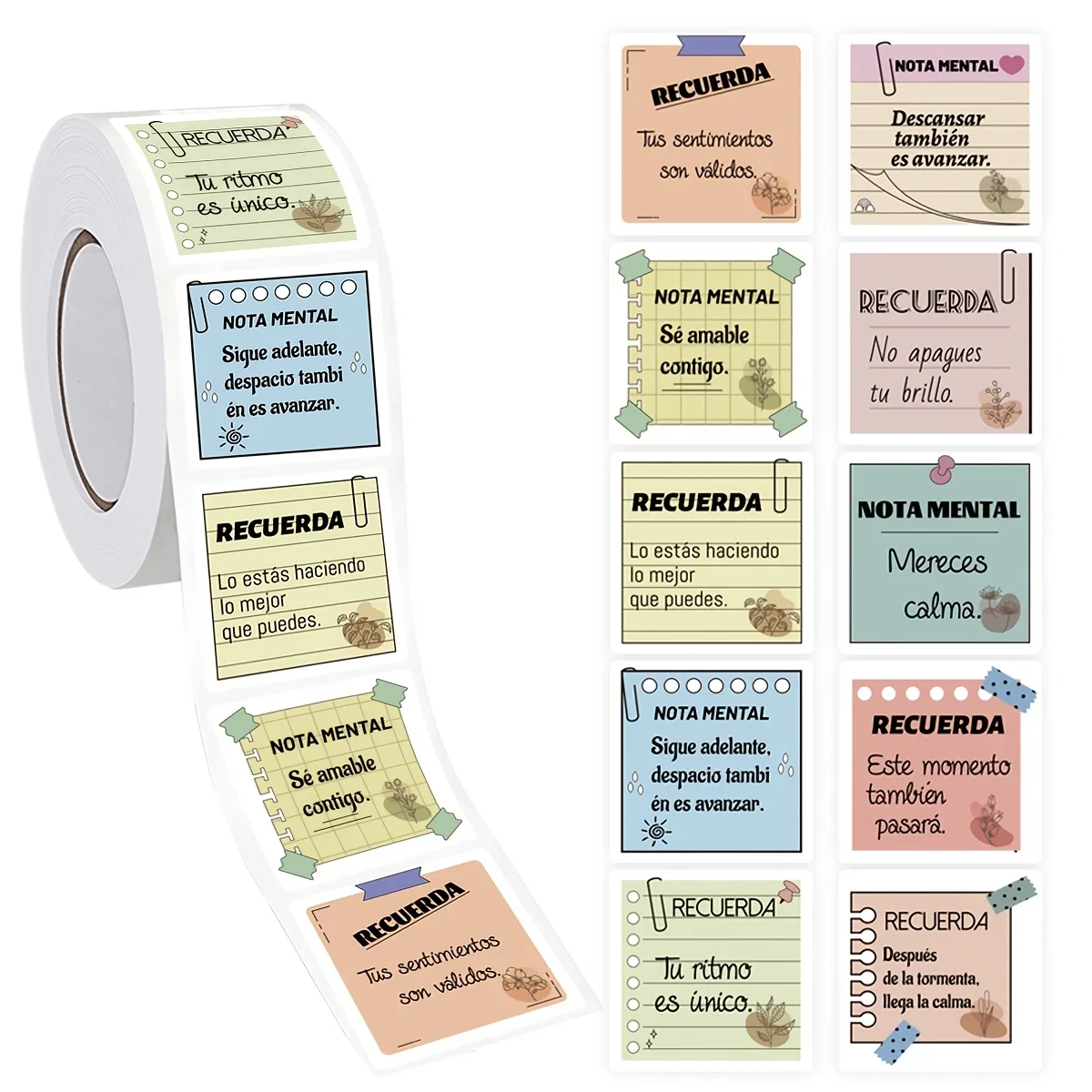Rouleau de 500 autocollants inspirants, étiquettes de notes positives pour journaux, soins personnels, emballage