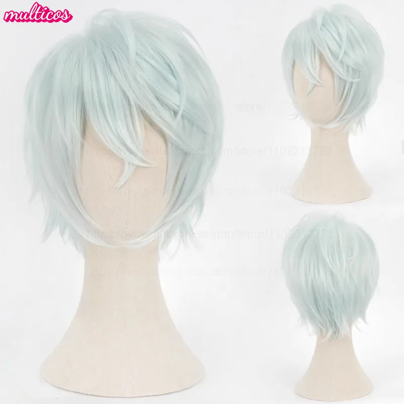 Farben Kurze Gerade Cosplay Perücke Layered Shaggy Flauschig Rot Rosa Braun Grün Blau Hitzebeständige Kunsthaar Party Anime Perücken – Detail 27
