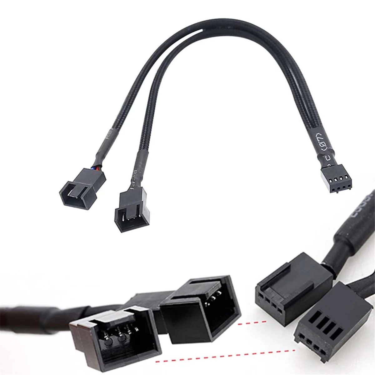 4-Pin PWM Fan Splitter Hub Cable for Motherboard and CPU PC Case Fan Extension Adapter, Y Splitter Cable