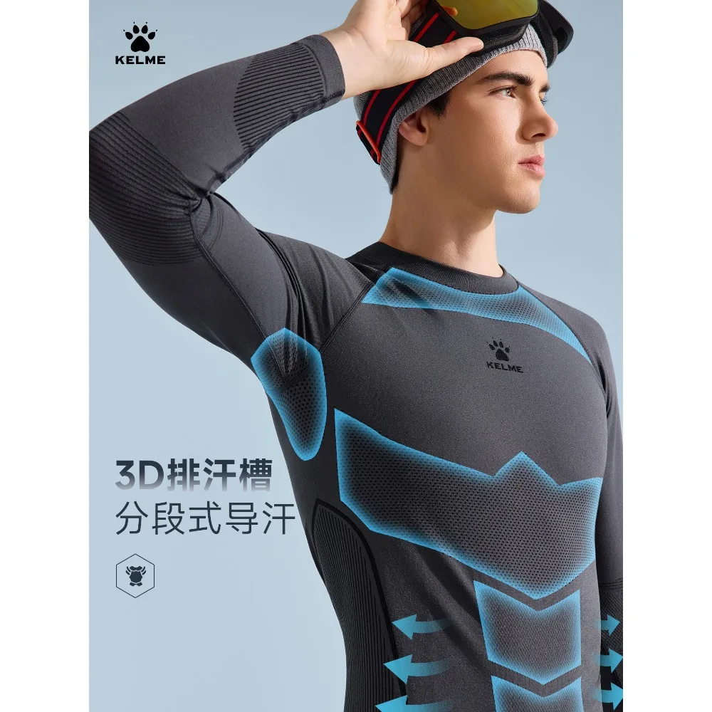 KELME Long-Sleeve High-Elastic Quick-Drying Compression Shirt for Football, Fitness, and Running - Base Layer with Quick-Drying