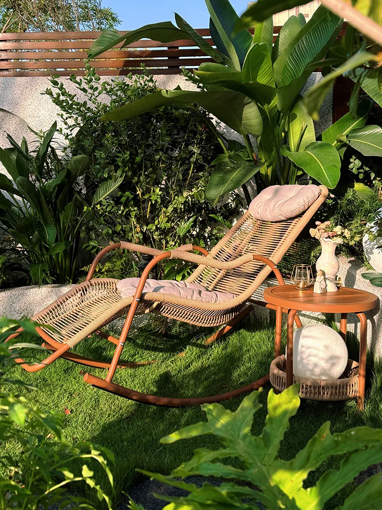 Lazy rattan recliner, adult lunch break, household sofa, outdoor courtyard, terrace, escape chair, balcony, leisure chair