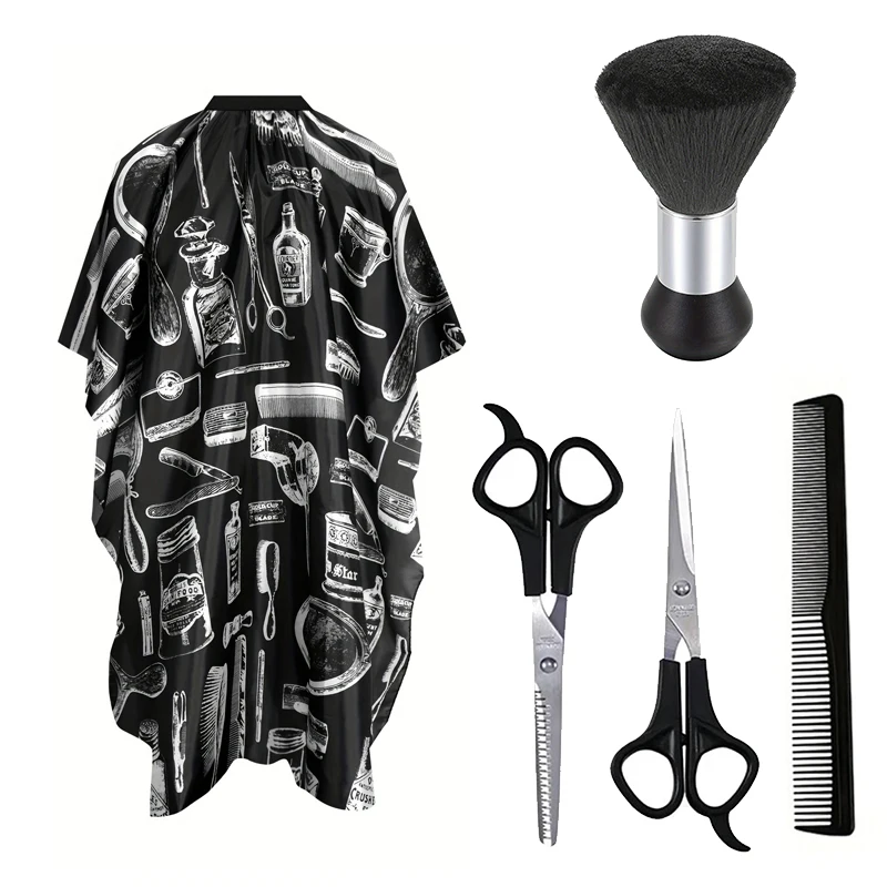 Professional barber hair shawl, adjustable salon hair apron, comb brush kit for hair dyeing and shaving scissors