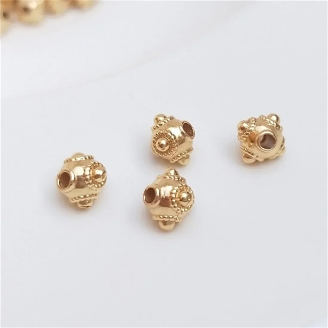 

14K Gold Package 5.5mm Vintage Four Corner Loose Bead Dragonfly Eye Separated Bead DIY Bracelet Earrings Headgear Accessories