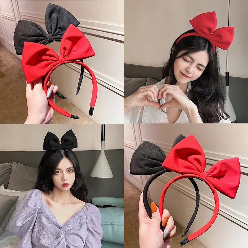 1Pc Big Bow Hairband Snow White Headband For Women Girls Fashion Cute Bow Hair Hoop Cosplay Decoration Headwear Hair Accessories