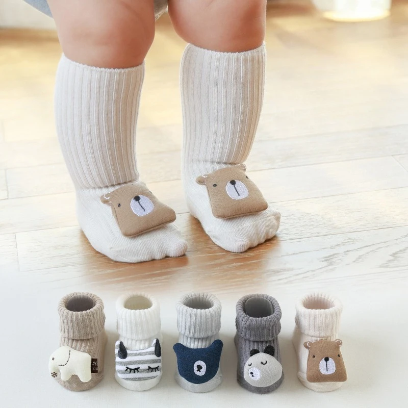 

1 Pair Children's Socks for Toddler Baby Girls Boys Non-slip Cartoon Cute Socks Knitted Cotton Newborns Infant Short Floor Socks