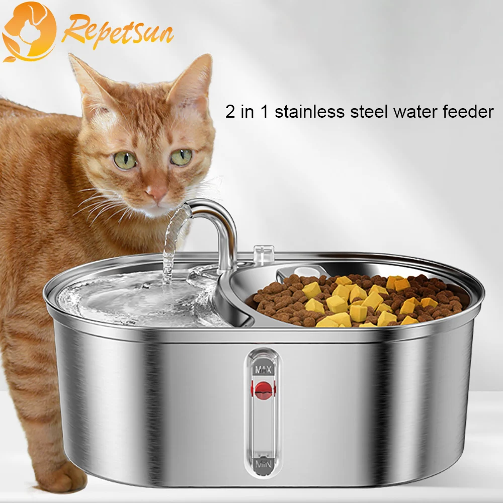 3L Stainless Steel Cat Water Fountain Automatic Drinker For Cats Feeder Food Dispenser Drinking Fountain Bowls For Cats Feeding