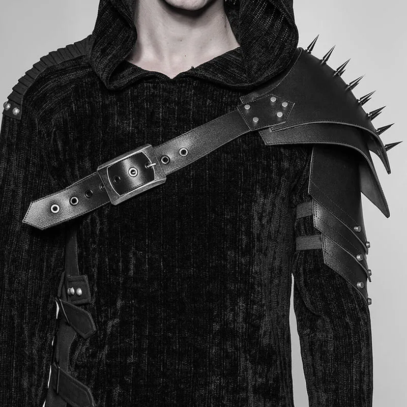 

Medieval Steampunk Spiked Shoulder Armor Viking Knight Gladiator Pauldrons Gothic PU Leather Spaulder Armour Cosplay Costume
