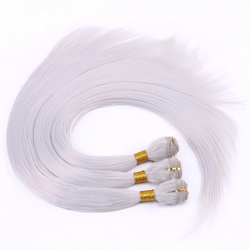 Extensión de cabello sintético para Cosplay, mechones rectos de fibra de tissage de alta temperatura, 22 pulgadas, 2 unidades por lote