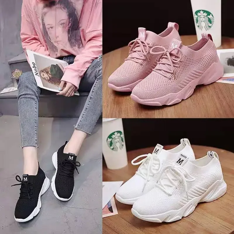 Fashion Sport Shoes for Women Casual Breathable Running Platform Sneakers Woman Pink Vulcanize Mesh Shoes Chunky Sneakers 2024