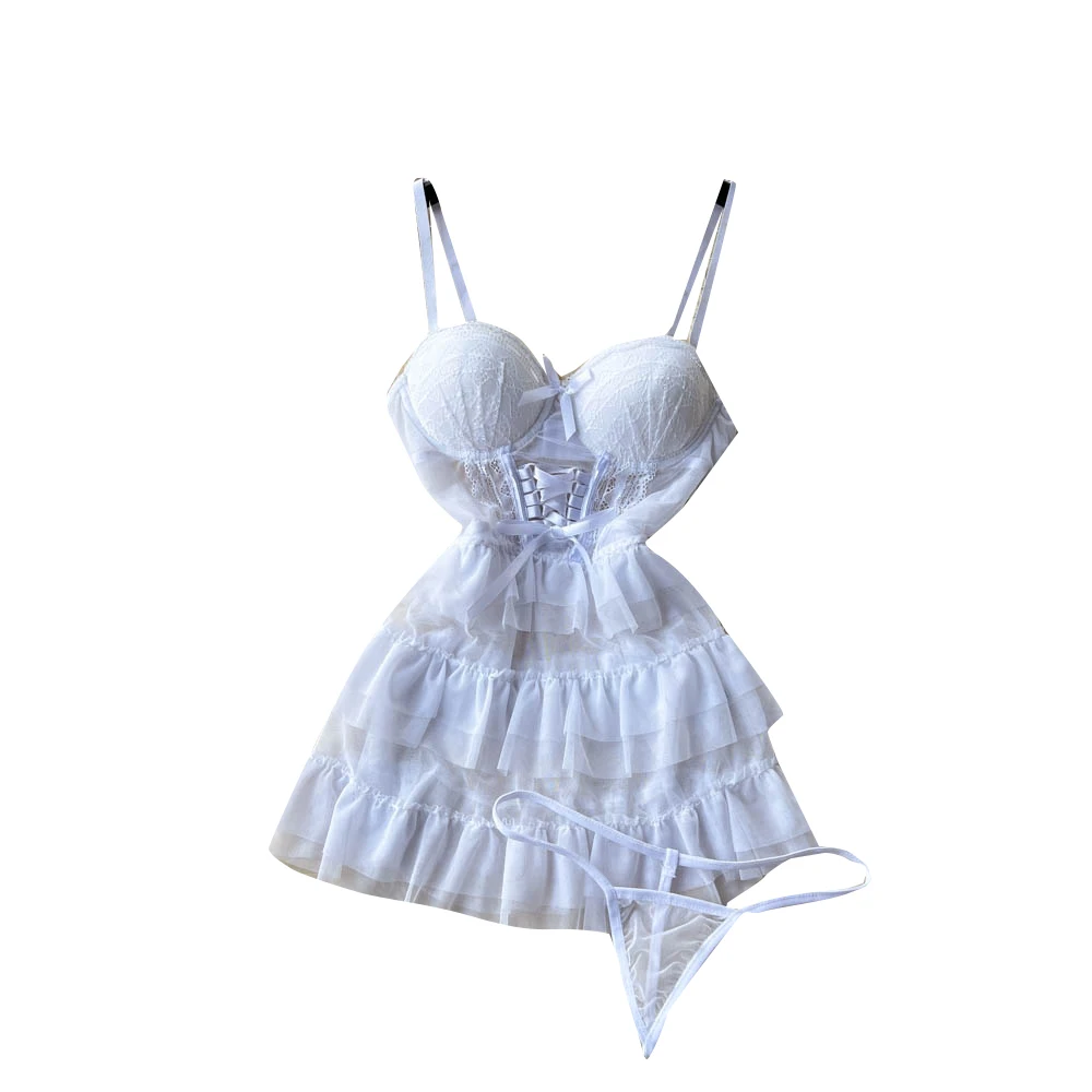 Sexy pizzo giuntura rete torta Dr vita da donna cinching dimagrante puro desiderio ort gonna senza spalline di media lunghezza A-Line Dr