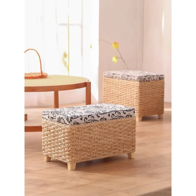 Home shoe change stool door household shoe cabinet seat stool storage storage stool rattan seat box bench light luxury high sens