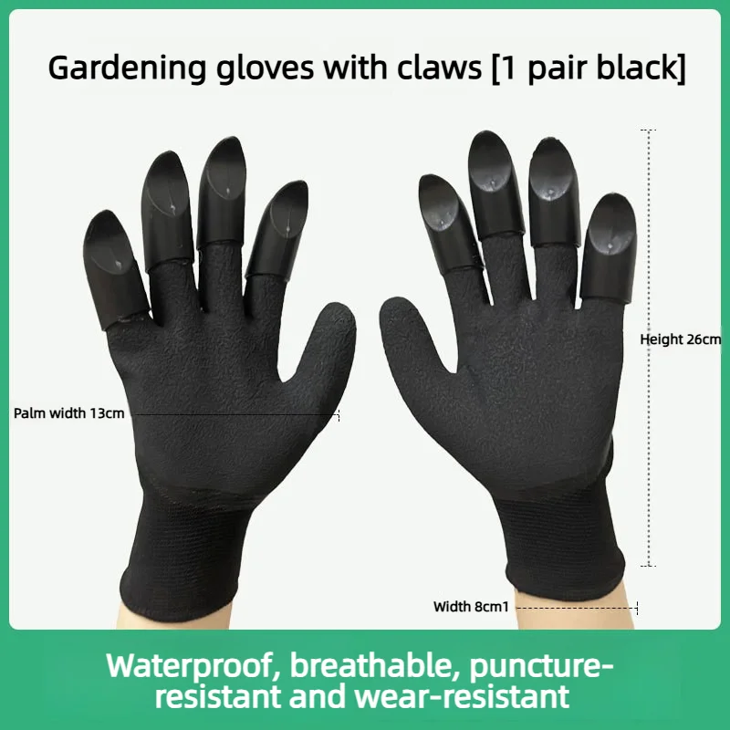 Black Garden Gloves  Yard Work Garden Gloves with Claws, Easy Planting and Digging, Hand Protection and Easy to Use