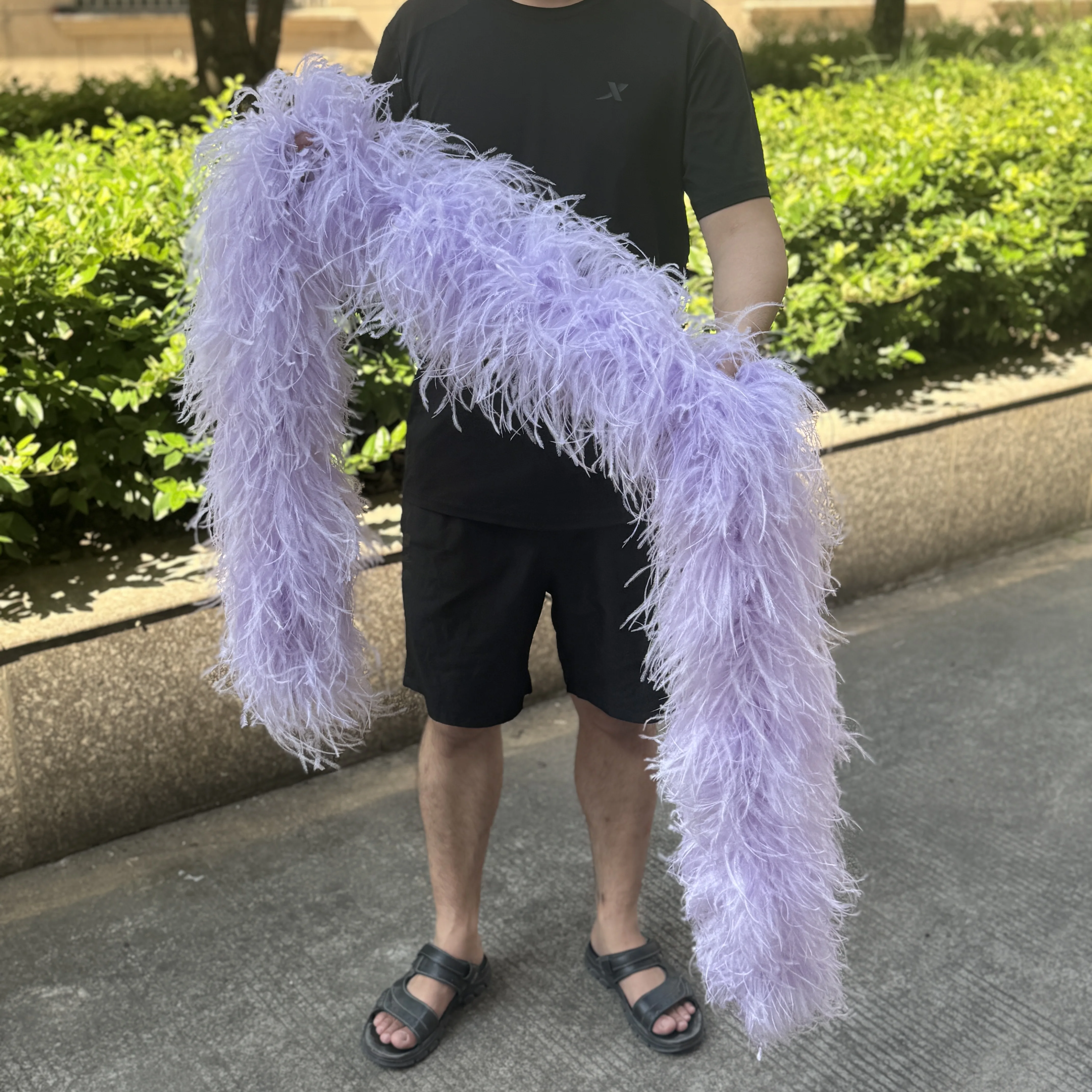 Customized 1-6Ply Colorful Ostrich Feather Boa 2 Meters Vintage Decoration Plumes Scarf for Wedding Dress Sewing Accessory Shawl