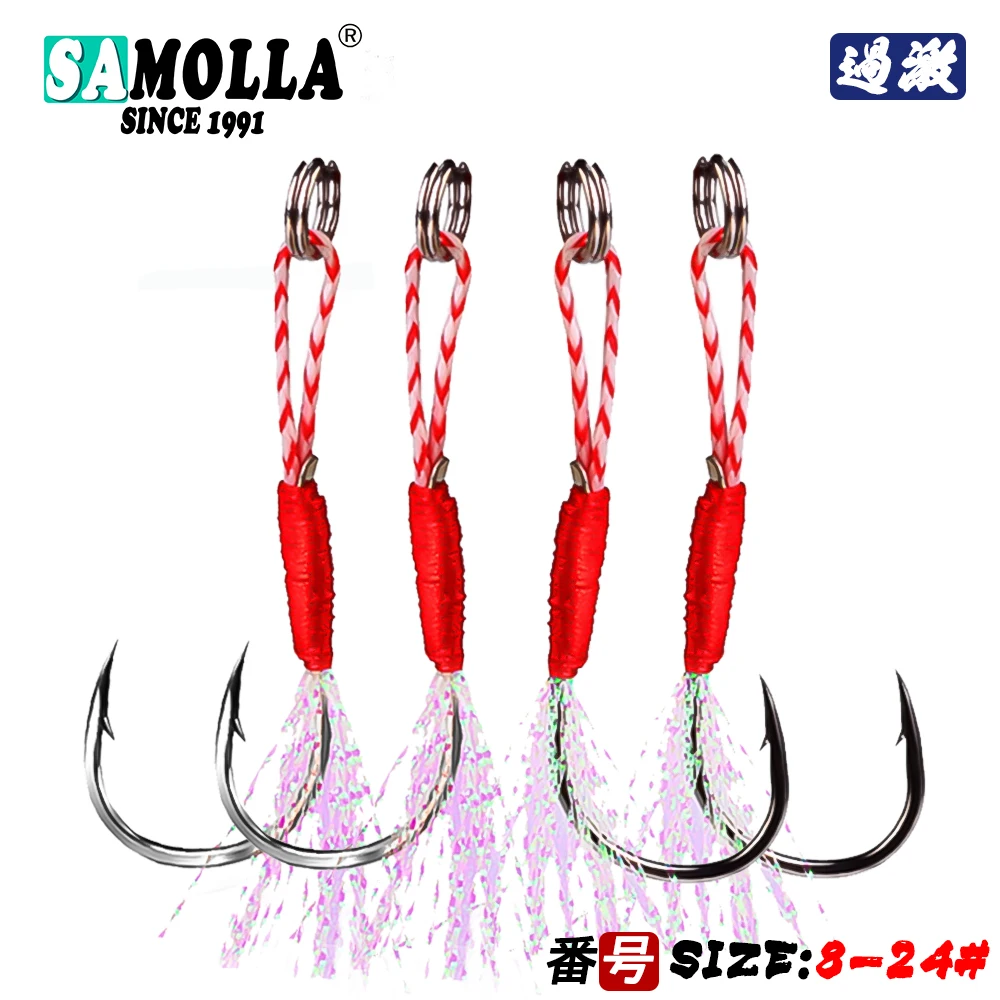 10pcs/lot Jig Head Fishing Hook Accessories Jigs Assist Hook Barbed High Carbon Steel Slow Jigging Anzuelos De Pesca Mar Tackle