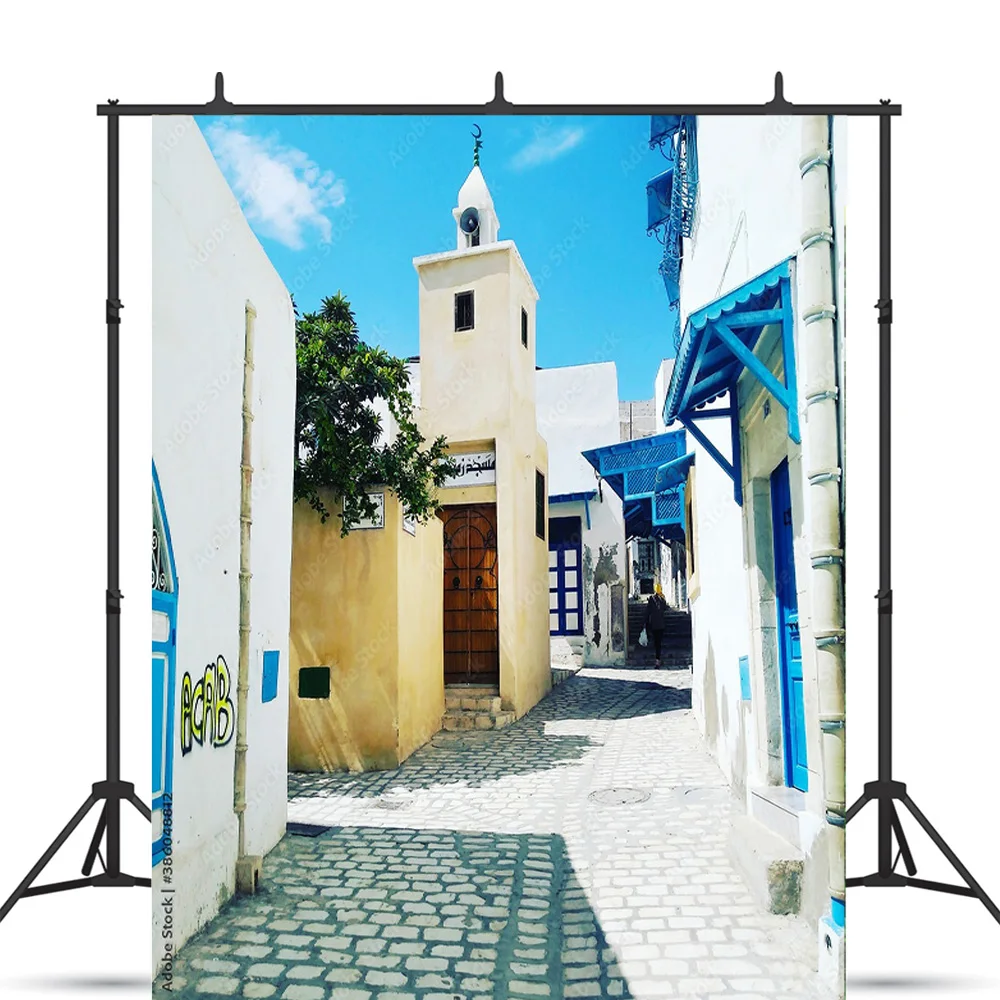 Flower  Seaside Island Scenery and Green Plants Old House White Pigment Wedding Photography Background Prop LJD-06