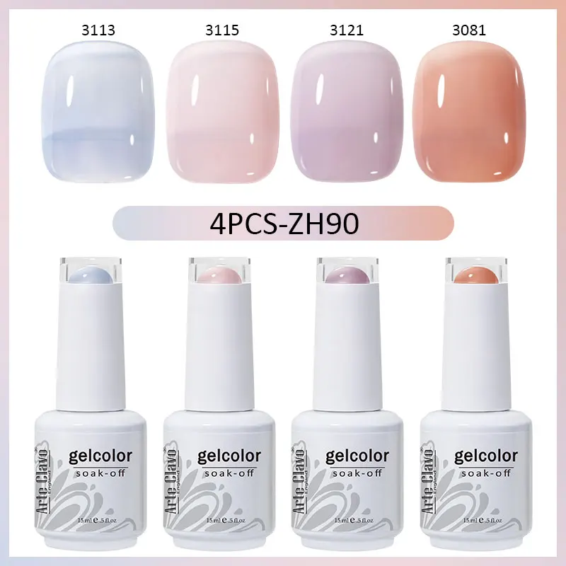 Arte Clavo 15ml 4PCS Summer Series Jelly Nude Gel Polish Translucent Nail Supplies Vernis Semi Permanent UV Gel  for Manicure