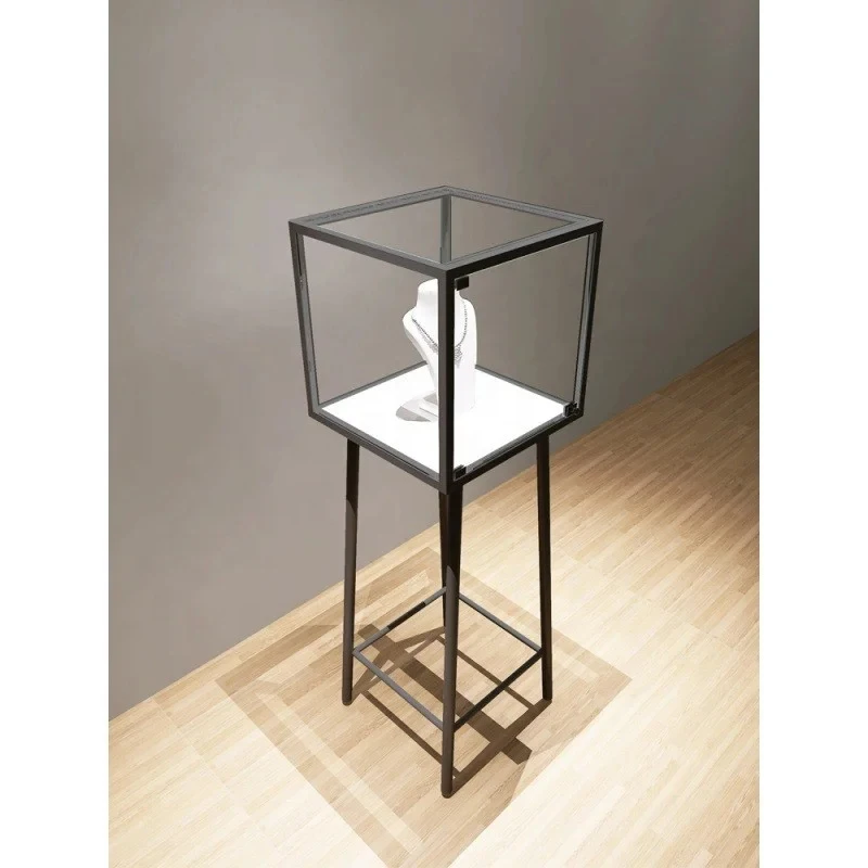 custom.Made in China, high-quality metal frame cabinet with lockable frameless glass top, antique-style jewelry display cabinet