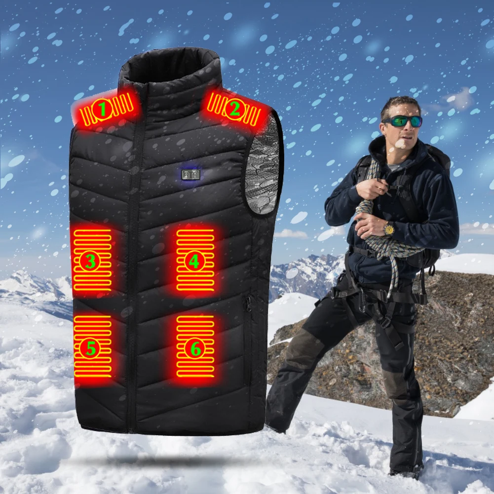 Men Women Heated Motorcycle Jacket Winter Smart Heating Cotton Vest 21 Area Heated Outdoor Skiing Thermal Warm V neck Jacket