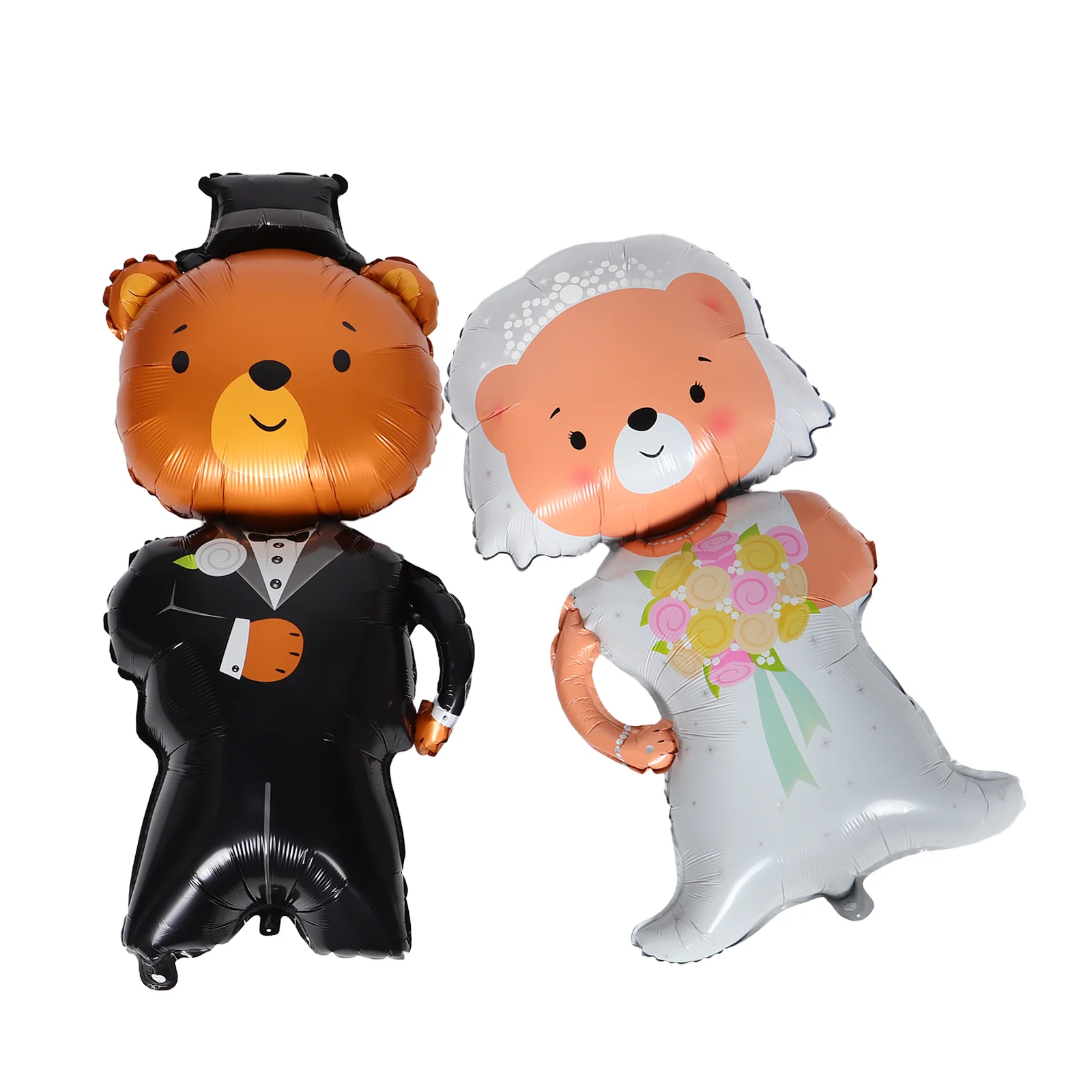 

2 Pcs Fairy Bride and Groom Bear Balloons Baby White Bubbly Aluminum Film Party Decorations for Women
