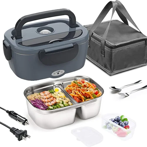 휴대용 전기 가열 도시락, 성인용 음식 히터, 자동차 트럭 작업 여행, 2 칸, 110V, 12V, 24V, 40W, 60W, 80W  Best5