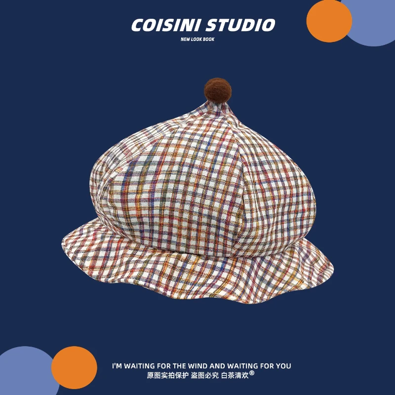Ins Cute Jellyfish Modeling Ruffle Design Bucket Hats for Women Summer Autumn Travel Versatile Contrast Plaid Funny Basin Cap