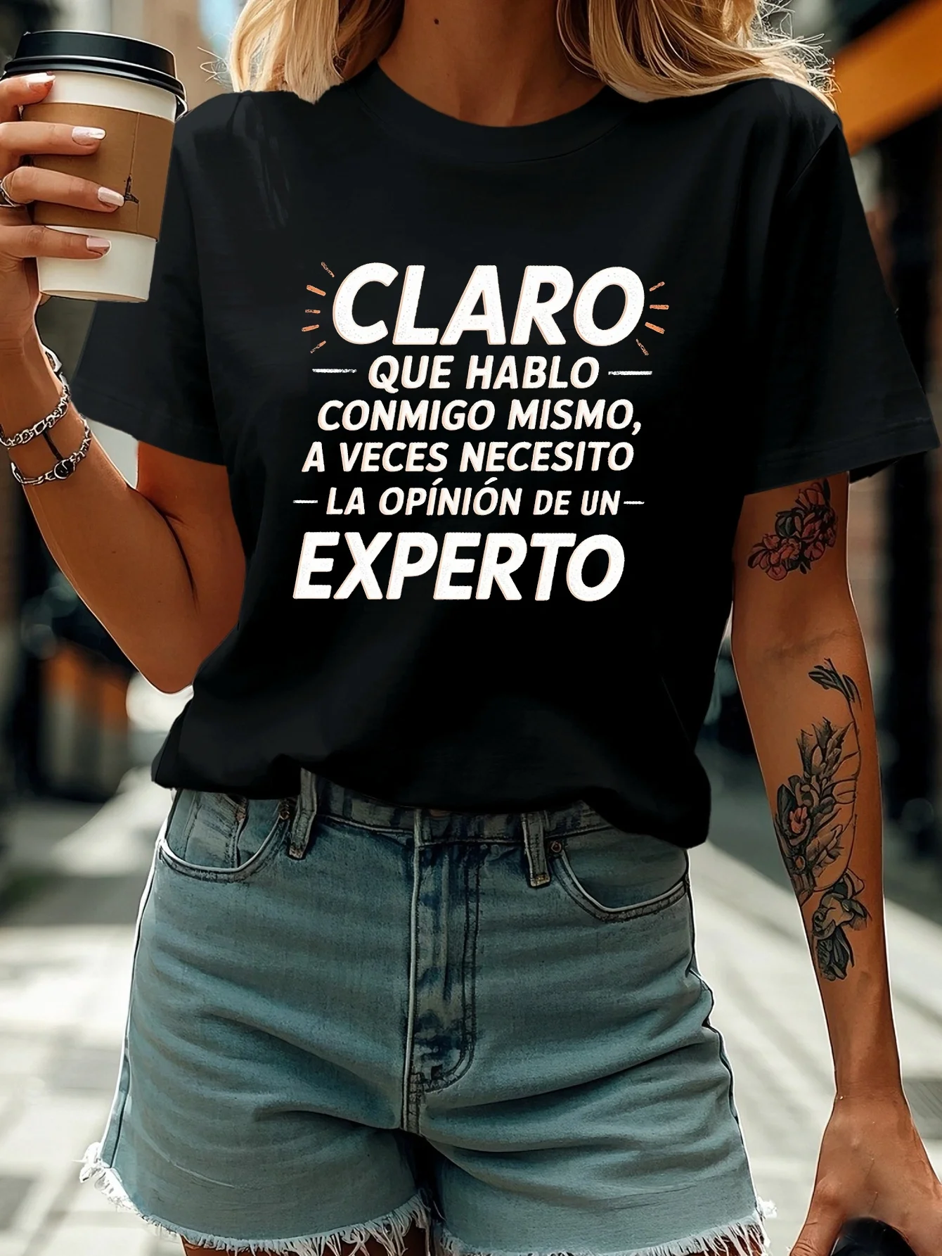 Camiseta estética para mujer con estampado de letras en español CLARO QUE HABLO CONMIGO MISMO, camiseta de moda Harajuku Kawaii, ropa Y2K