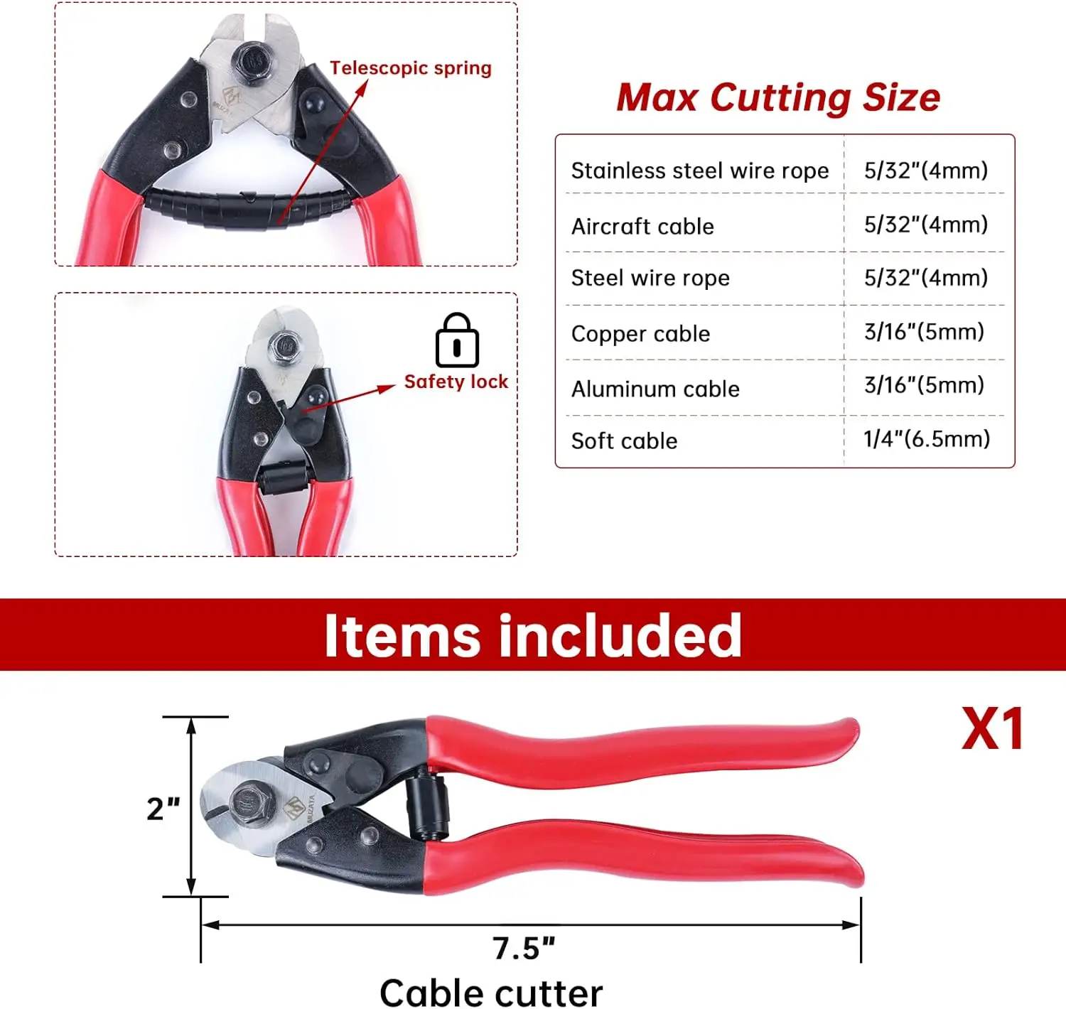 Hydraulic Cable Railing Crimper Tool with Cutter for 1/8" Stainless Steel Wire Rope Swaging Kit