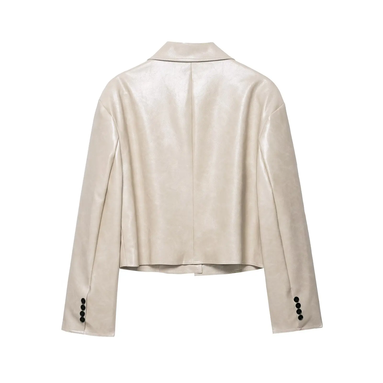معطف نسائي جديد للخريف من JNLEAOG مصنوع من جلد البولي يوريثان مع ياقة فضفاضة وياقة مدببة متعددة الاستخدامات معطف غربي للسيدات