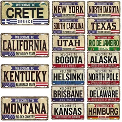 Welcome to State Or City Decorative Plate Vintage Rusty Metal Signs Poster Metal Plaque Club Pub Bar Home Wall Metal Plate
