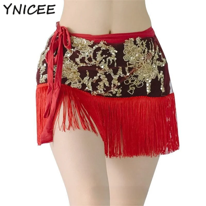 

Women Embroidery Tassel Belly Dance Hip Scarf Sexy Dance Waist Chain Skirt Costume Practice Clothes Outfit Belt