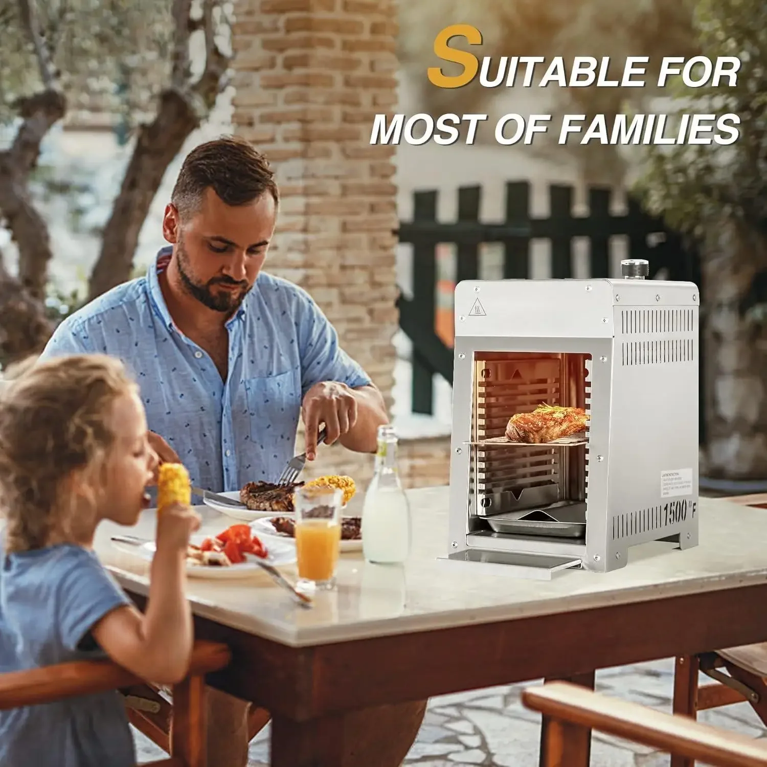 شواية غاز البروبان اللاحم المحمولة بالأشعة تحت الحمراء، شريحة لحم سريعة الطبخ من الفولاذ المقاوم للصدأ بزاوية 1500 درجة