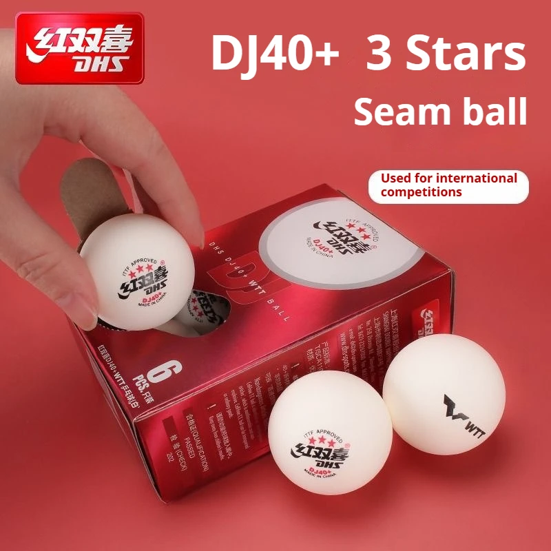 

DHS DJ40W 3-звездочные 40+ шарики для пинг-понга ABS, новый материал, профессиональные мячи для настольного тенниса, одобренные ITTF для соревнований WTT, 6 шт./кор.