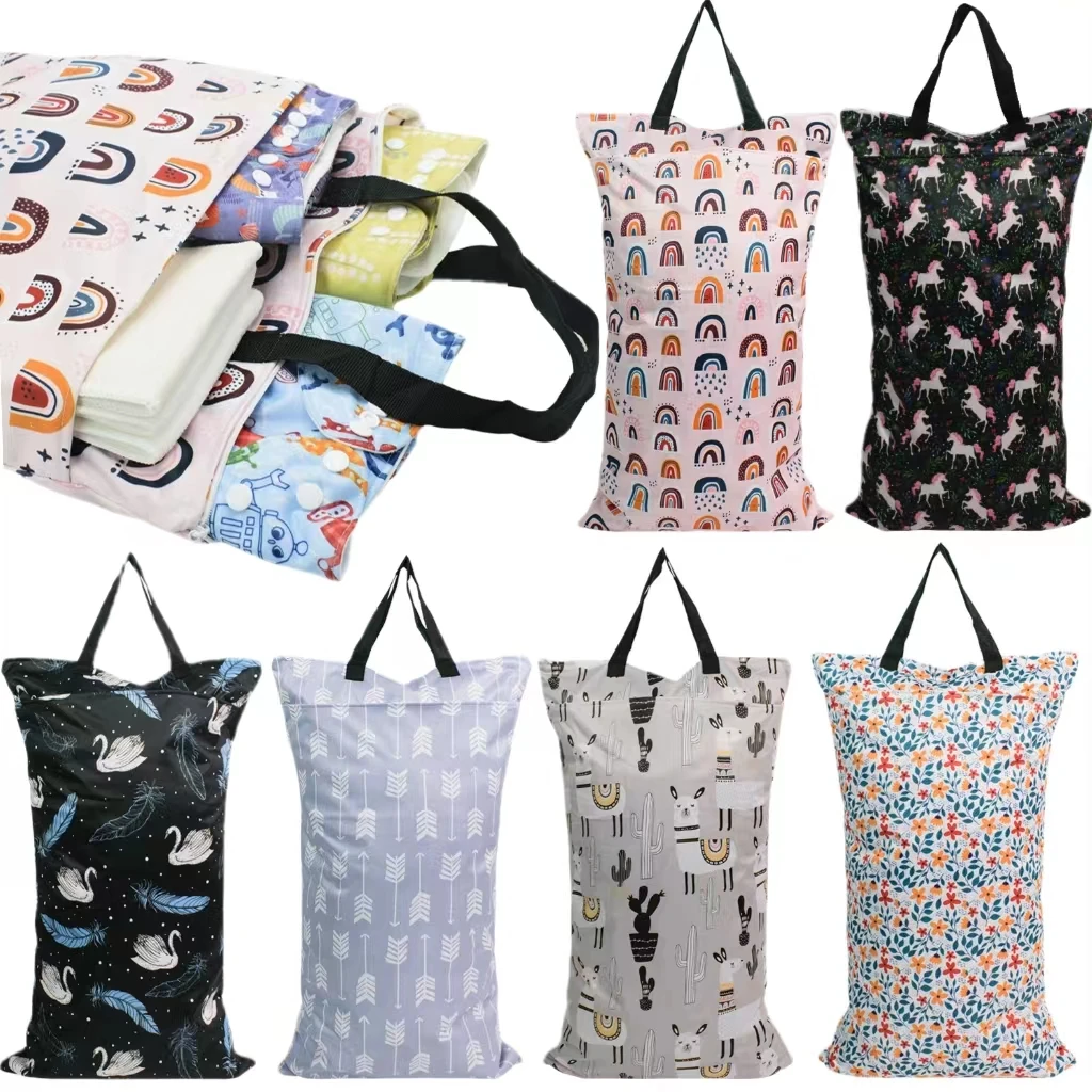 40*70CM 1PCS Large Hanging Wet Dry Bag Wetbag For Baby Diapers Nappies Waterproof Reusable Diaper Bags Baby Products Storage Bag