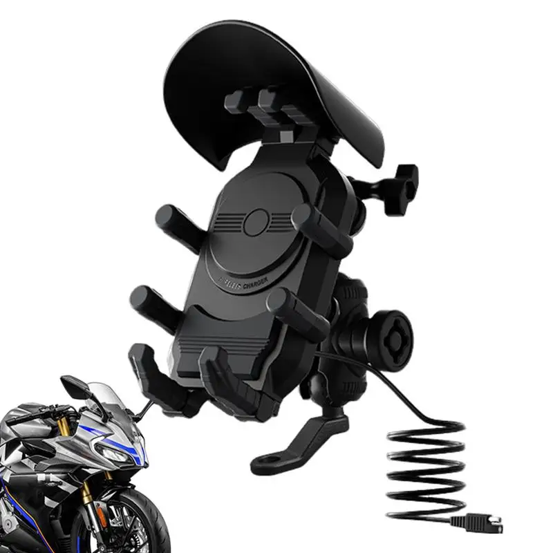 Motorcycle Phone Mount Anti Vibration Moto Wireless Charger Mobile Phone Rack 360 Rotating Ebike Phone Mount For Motorcycle Tric