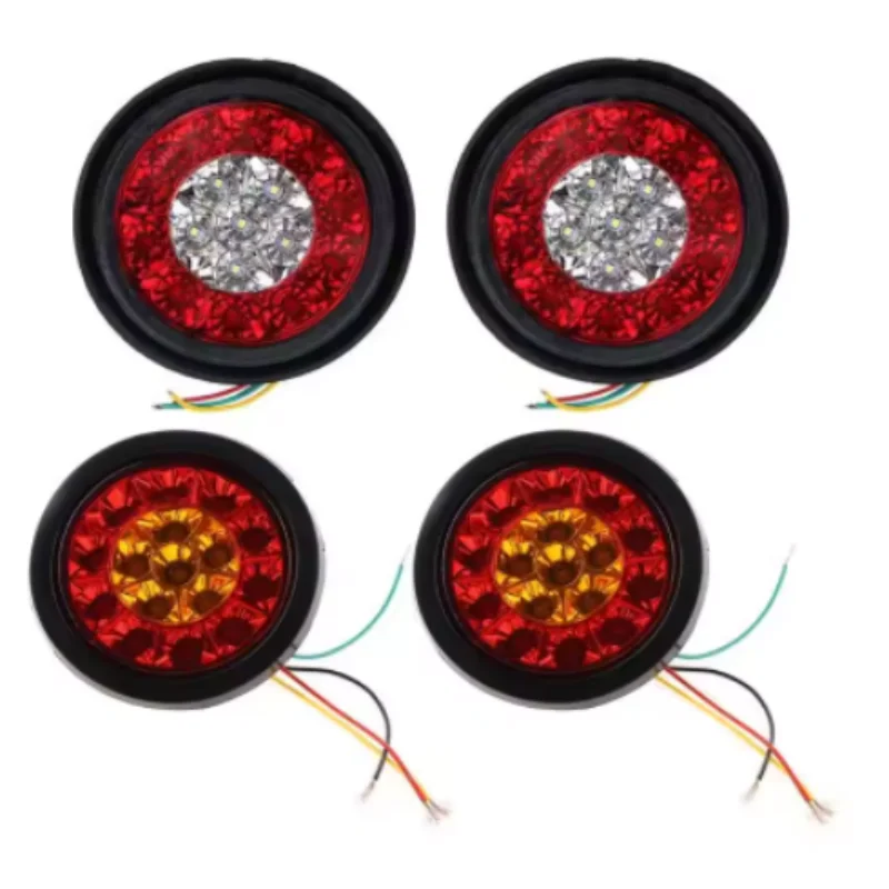 ISURE MARINE 2PCS 16LED Dual Color Truck Tail Light Side Marker Signal Light Truck Round Tail Light Red Yellow/Red And White