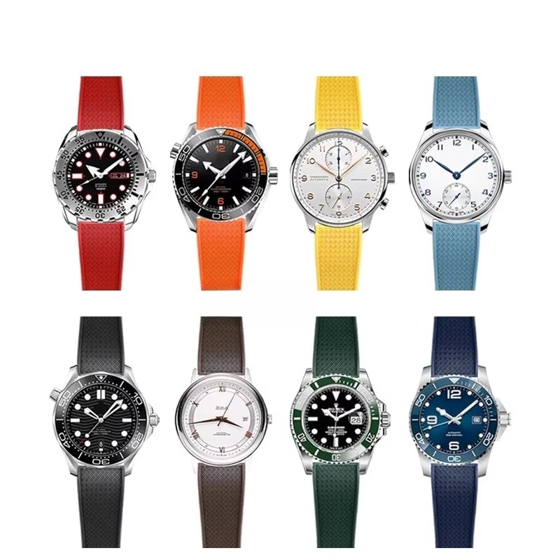 Fit For IWC Watch 20mm 22mm FKM Rubber Watch Strap Quick Release Bar Watch Band With 316L Stainless Steel Folding Buckle