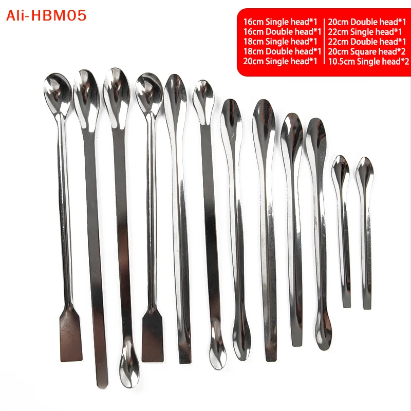 (HB05)12PCS Stainless Steel Lab Spoon Spatula/Laboratory Sampling Spoon Mixing  Micro Spatula Scoop