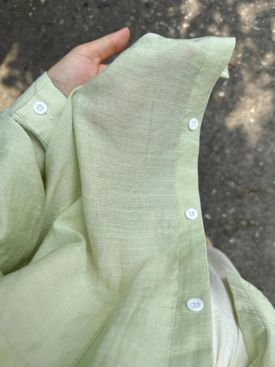 Menthe een Long Sve lin ample irt femmes été petite taille mince Transparent léger Protection solaire irt Cardigan