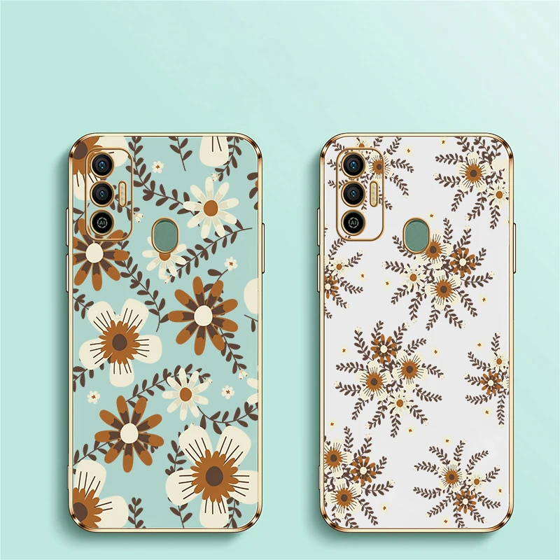 حافظة هاتف لهاتف انفينيكس تكنو سبارك 20 20C 7 8 10 Pro 8C 7T 5 Air 5 6 Go 2024 غطاء خلفي من السيليكون الناعم على شكل زهرة #6