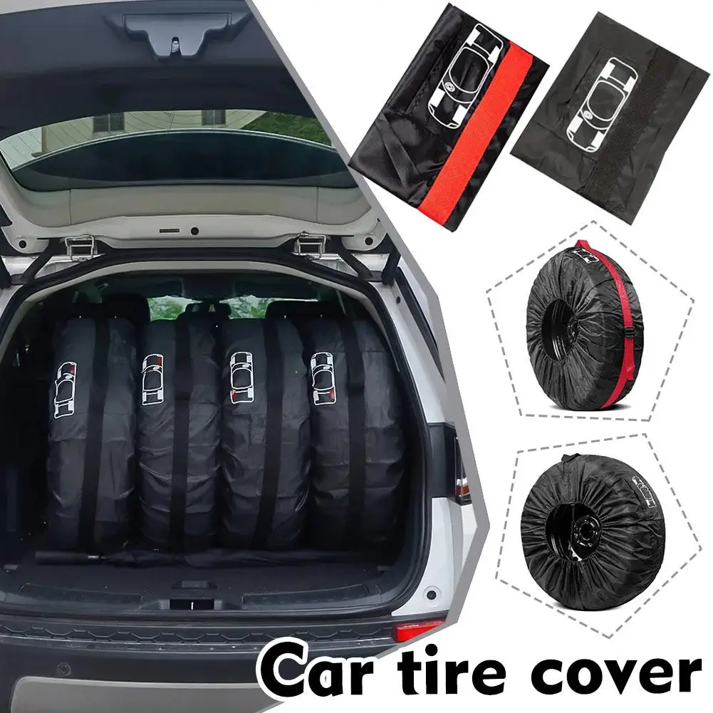 Car Spare Tire Cover Polyester Taff Tire Cover Waterproof And Wear-resistant Design Tire Storage Protection Bag Car Tire Parts