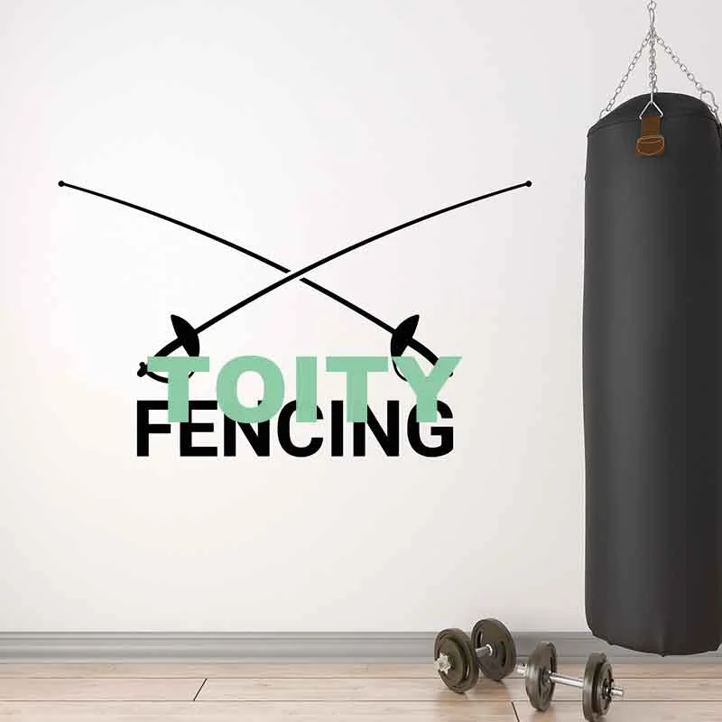 Wall Decal Fencing School Decor Sport Scramble Combat Swords Vinyl Stickers Mural