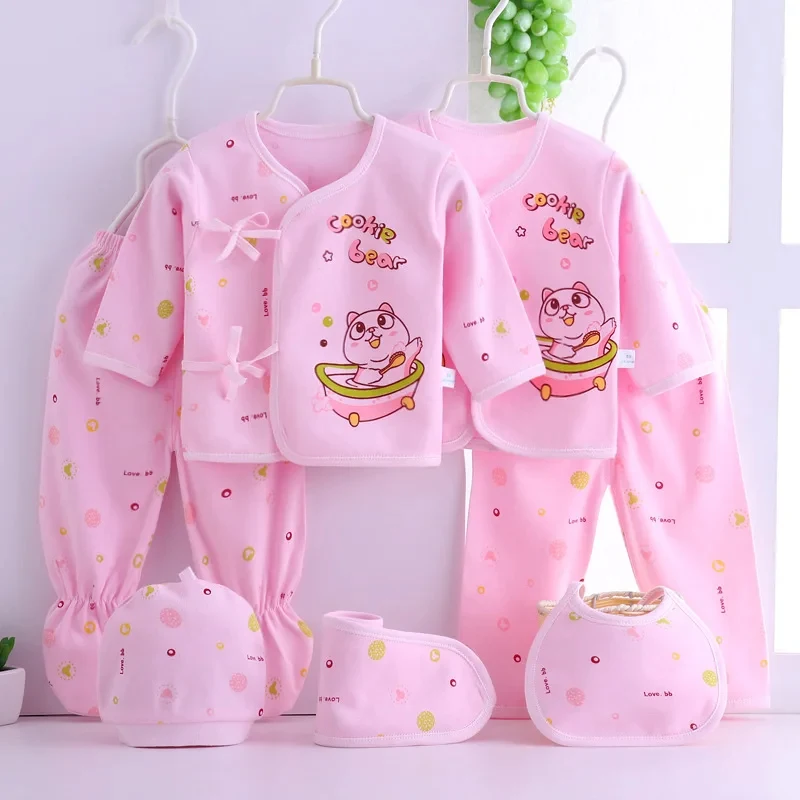 Newborn Baby Suits, Skin-friendly Cotton Clothes Sets, Tops, Pants, Bibs, Hats, Girls Clothing, Baby Girls and Boys