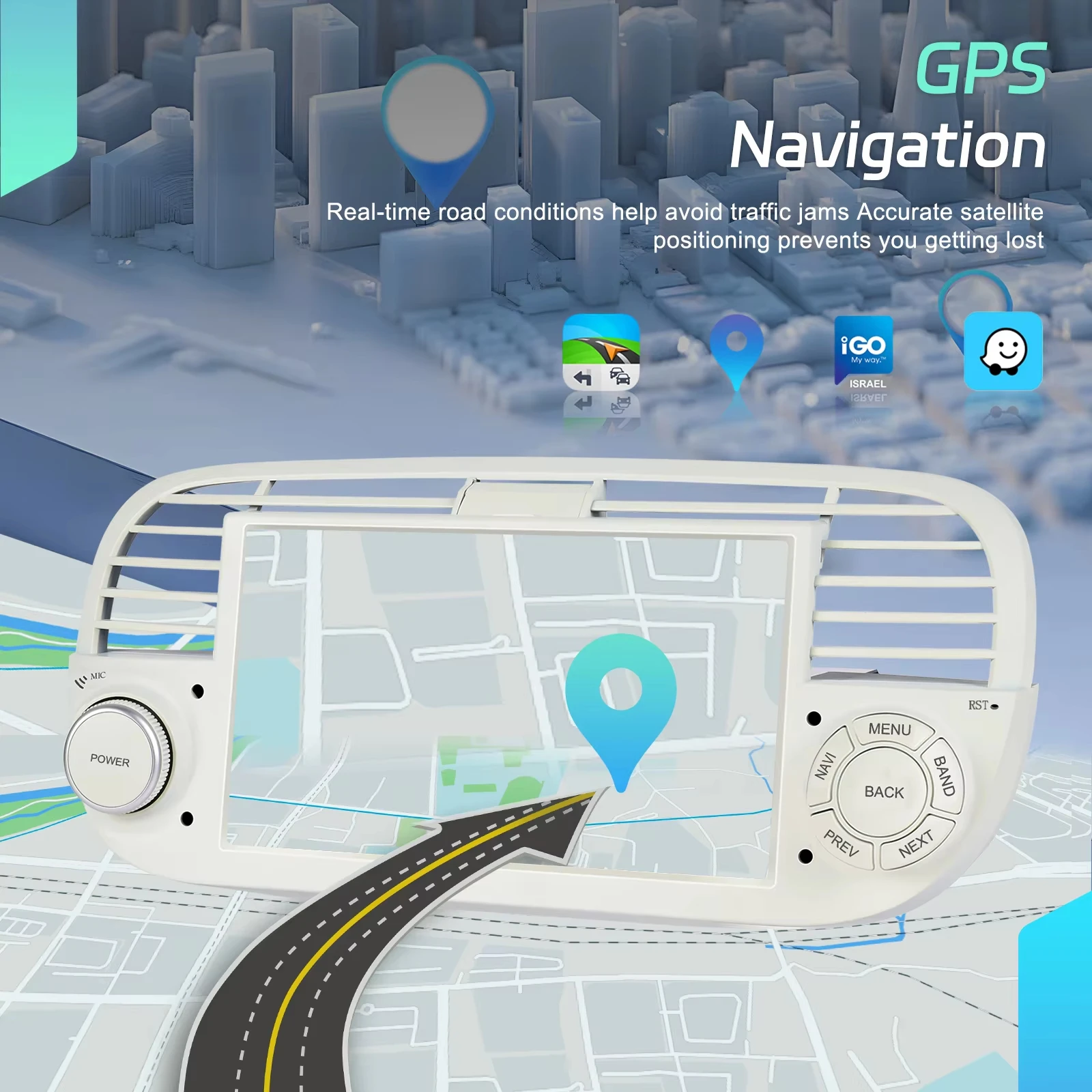 Radio para coche Podofo de 7 pulgadas con CarPlay Android para Fiat 500 2007-2015, sistema inteligente para coche, receptor estéreo GPS 2din, FM RDS, autorradio, unidad principal para salpicadero, navegación, reproductor multimedia para coche 6