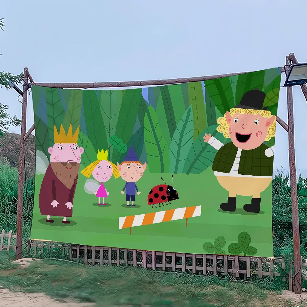 Cartoon B-Ben and Hollys L-Little K-Kingdom flag Art Sci Fi Room Home Decor Wall Mount Home Decor Banner