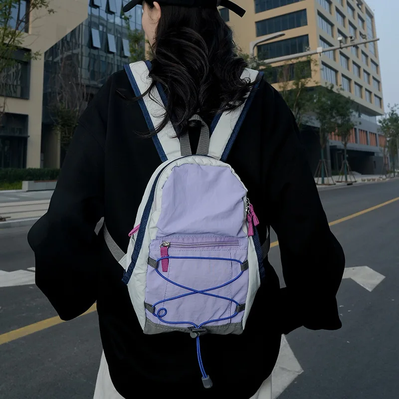 

Ins Wind Small Schoolbag for Women Cute Drawstring Mini Casual Hiking Lightweight Backpack for Women