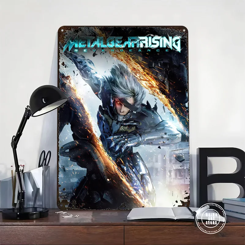 Metal Gear Rising: Revengeance Game Art Metal Poster Custom Wall Art Retro Vintage Tinplate Signs for Man Cave Home Decoration