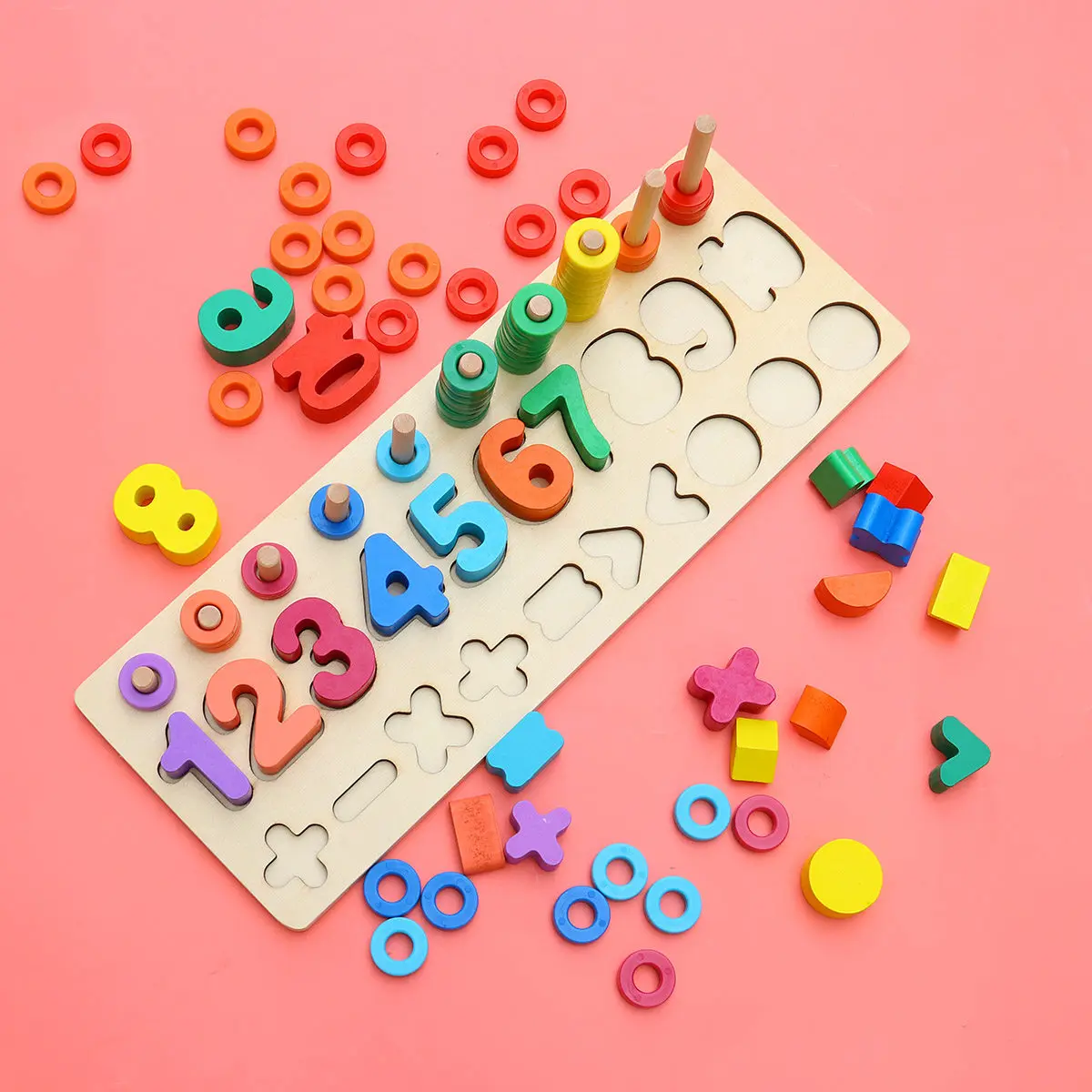 

Wooden Number Puzzle Board Colorful Early Education Game for Kids Cognitive Learning Number Counting and Shape Recognition